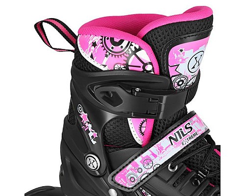 Роликові ковзани 4в1 NILS EXTREME NH10905 розмір S 31-34, чорно-рожеві