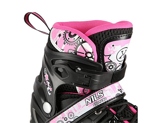 Роликові ковзани 4в1 NILS EXTREME NH10905 розмір M 35-38, чорно-рожеві