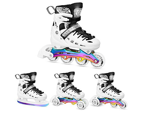 Роликові ковзани 4в1 NILS EXTREME NH10905 розмір M 35-38, чорно-білі