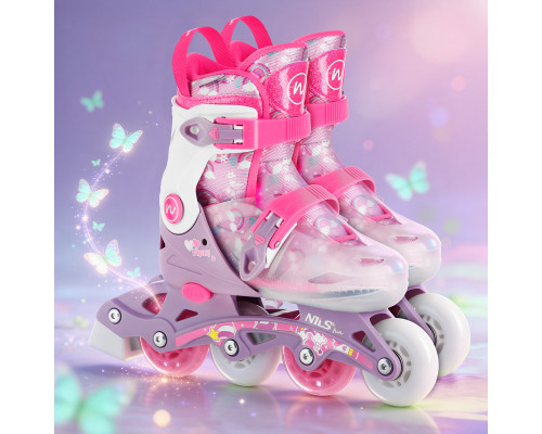 Роликові ковзани NILS FUN NJ1025 FLIPZY розмір S 31–34, рожеві