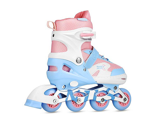Роликові ковзани з комплектом захисту NILS EXTREME Moonbeam NA0189 розмір L 39-42, блакитно-рожеві