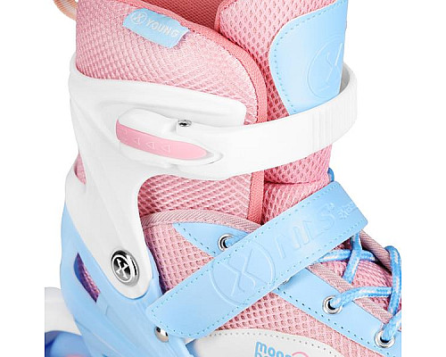 Роликові ковзани з комплектом захисту NILS EXTREME Moonbeam NA0189 розмір L 39-42, блакитно-рожеві