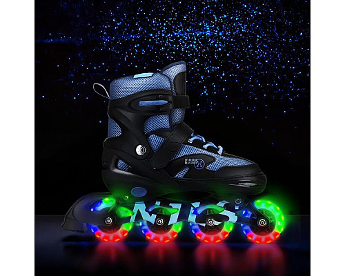 Роликові ковзани з комплектом захисту NILS EXTREME Moonbeam NA0189 розмір S 31-34, чорно-сині