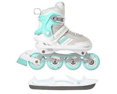 Роликові ковзани 2в1 NILS EXTREME NH18191 розмір S 29-33, біло-блакитні