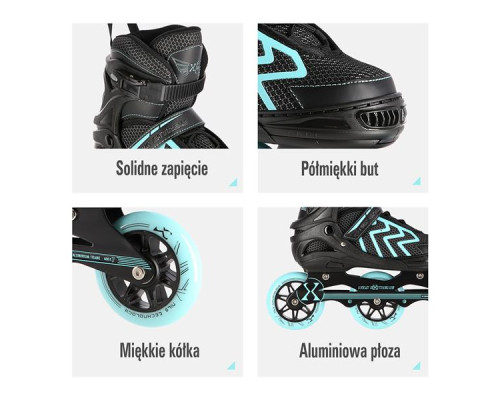 Роликові ковзани NILS EXTREME NA19318 розм. S (31-34) чорно-бірюзовий