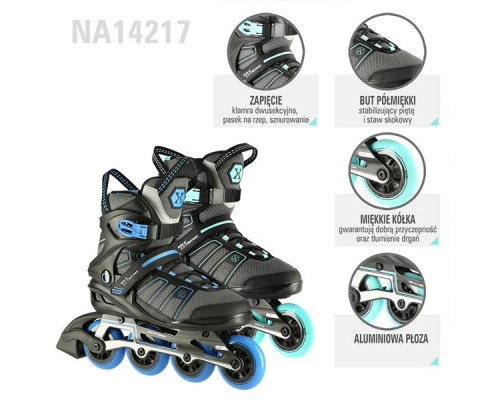 Роликові ковзани NILS EXTREME NA14217 розмір 43 чорно-бірюзовий