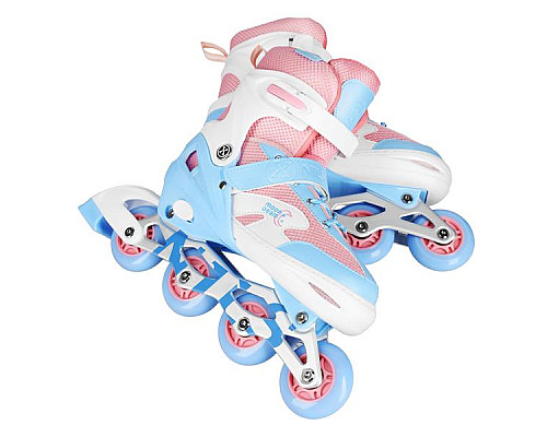 Роликові ковзани з комплектом захисту NILS EXTREME Moonbeam NA0189 розмір S 31-34, блакитно-рожеві