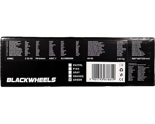 Роликові ковзани Blackwheels Sonic M - розмір 32-35, чорно-зелені Роликові ковзани Blackwheels Sonic M - розмір 32-35, чорно-зелені