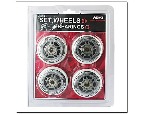 PU 84x24 82A WHITE MAT (4 szt.) + ABEC-9 (8 szt.) SET NILS EXTREME PU 84x24 82A WHITE MAT (4 szt.) + ABEC-9 (8 szt.) SET NILS EXTREME