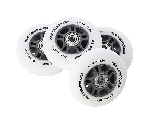 PU 84x24 82A WHITE MAT (4 szt.) + ABEC-9 (8 szt.) SET NILS EXTREME PU 84x24 82A WHITE MAT (4 szt.) + ABEC-9 (8 szt.) SET NILS EXTREME