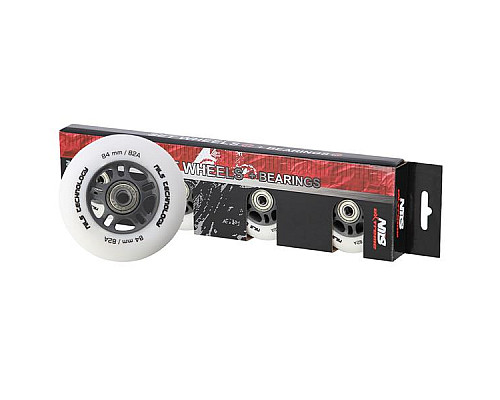 PU 84x24 82A WHITE MAT (4 szt.) + ABEC-9 (8 szt.) SET NILS EXTREME PU 84x24 82A WHITE MAT (4 szt.) + ABEC-9 (8 szt.) SET NILS EXTREME