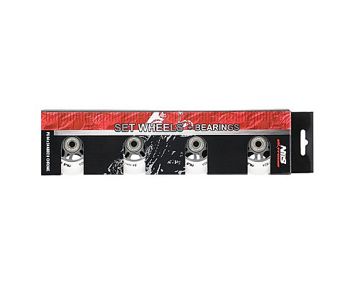 PU 84x24 82A WHITE MAT (4 szt.) + ABEC-9 (8 szt.) SET NILS EXTREME PU 84x24 82A WHITE MAT (4 szt.) + ABEC-9 (8 szt.) SET NILS EXTREME