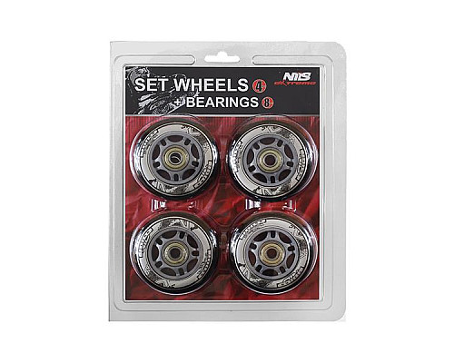 PU 84x24 82A BLACK (4 pcs) + ABEC-9 (8 pcs) SET NILS EXTREME PU 84x24 82A BLACK (4 pcs) + ABEC-9 (8 pcs) SET NILS EXTREME