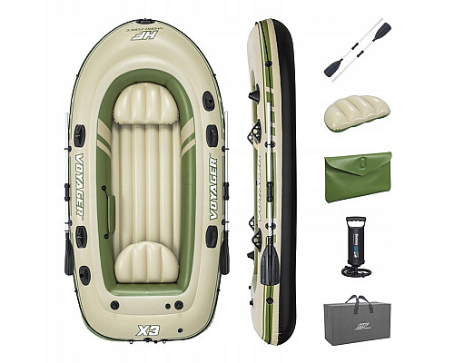 Човен надувний Bestway Voyager X3 Raft 294 х 137 см, зелено-бежевий