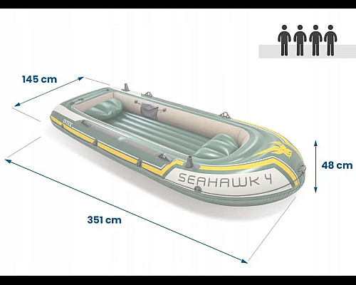 Човен надувний Intex Seahawk 4 351 x 145 x 48 см, зелений