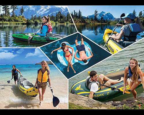 Човен надувний Intex Seahawk 4 351 x 145 x 48 см, зелений
