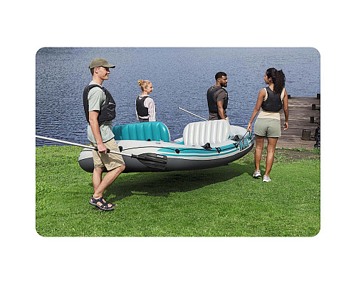 Човен надувний Bestway Hydro-Force Adventure Elite X4 315 х 165 см, блакитно-сірий