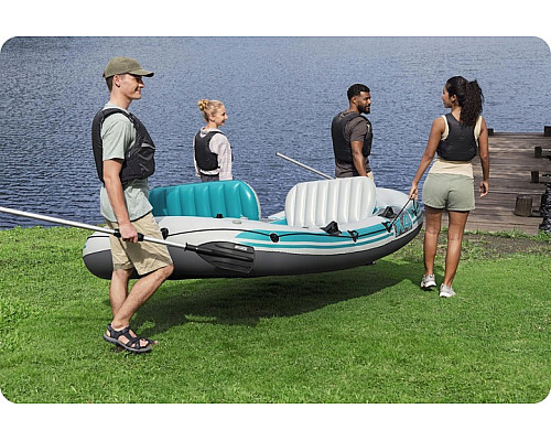 Човен надувний Bestway Hydro-Force Adventure Elite X4 315 х 165 см, блакитно-сірий