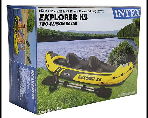 Каяк надувний Intex EXPLORER K2 312 x 91 x 51 см, жовто-сірий