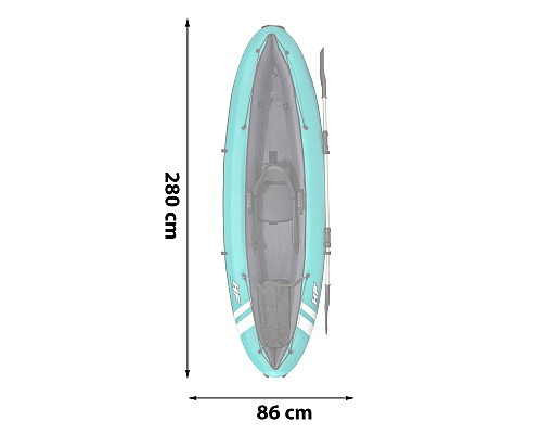 Каяк надувний Bestway Hydro-Force Ventura Elite X1 280 х 86 см, блакитно-чорний