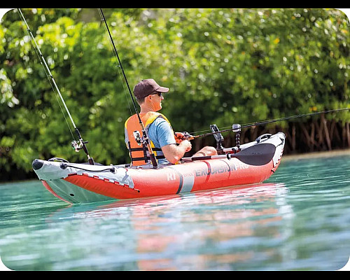 Каяк надувний Intex Excursion Pro K1 305 х 91 х 46 см, червоно-сірий