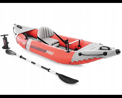 Каяк надувний Intex Excursion Pro K1 305 х 91 х 46 см, червоно-сірий
