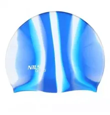Шапочка для плавання ZEBRA MI10 NILS AQUA - блакитно-біла