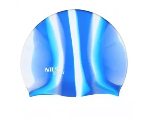 Шапочка для плавання ZEBRA MI10 NILS AQUA - блакитно-біла Шапочка для плавання ZEBRA MI10 NILS AQUA - блакитно-біла