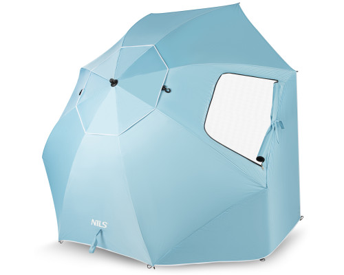Парасоля пляжна 2-в-1 NILS CAMP NC17114 XXL 240 см, блакитна