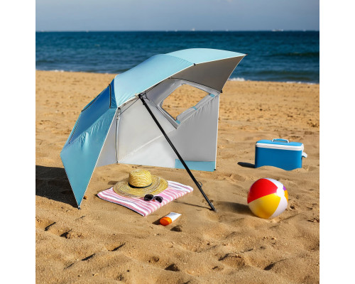 Парасоля пляжна 2-в-1 NILS CAMP NC17114 XXL 240 см, блакитна