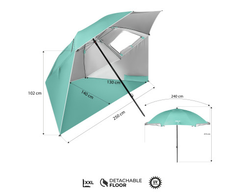 Парасоля пляжна 2-в-1 NILS CAMP NC17114 XXL 240 см, зелена