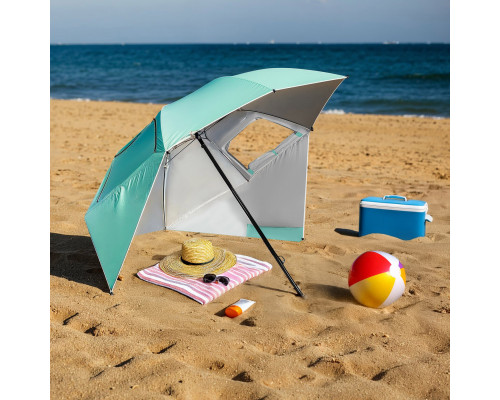 Парасоля пляжна 2-в-1 NILS CAMP NC17114 XXL 240 см, зелена