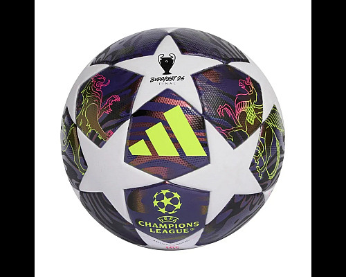 Футбольний м'яч Adidas UCL League Junior 2026 Budapest розмір 5, біло-фіолетовий
