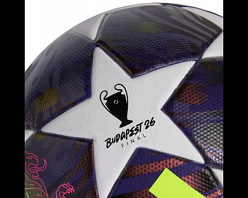 Футбольний м'яч Adidas UCL League Junior 2026 Budapest розмір 5, біло-фіолетовий