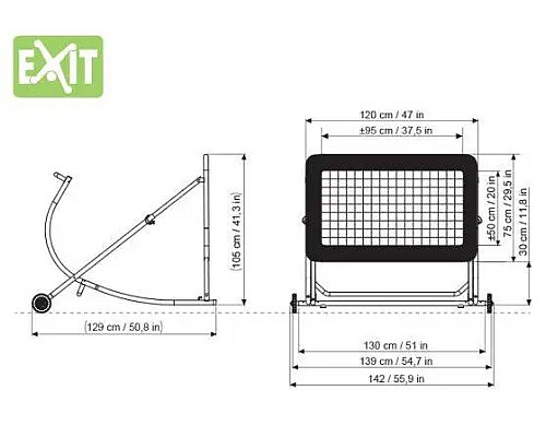 Сітка тренувальна для футболу EXIT Kickback Rebounder 124 х 90 см, чорна