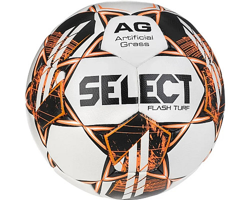 М'яч футбольний Select FLASH TURF v23 розмір 5, біло-оранжевий