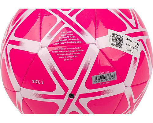 М'яч футбольний Adidas Starlancer Club IP1647 розмір 3, рожево-білий