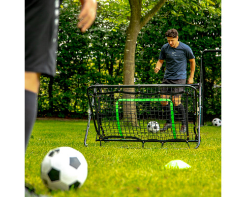 Сітка тренувальна для футболу VIRTUFIT REBOUNDER COMBI KICKBACK 113 х 106 х 61 см, чорно-зелена
