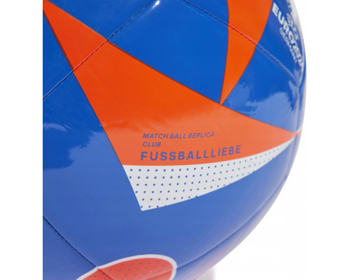 М'яч футбольний Adidas Euro24 Club Fussballliebe IN9373 розмір 4, синьо-помаранчевий М'яч футбольний Adidas Euro24 Club Fussballliebe IN9373 розмір 4, синьо-помаранчевий