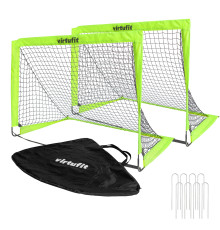 Ворота футбольні складані VIRTUFIT 120 х 90 см, чорно-зелені, 2 шт.