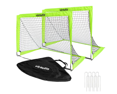 Ворота футбольні складані VIRTUFIT 120 х 90 см, чорно-зелені, 2 шт.