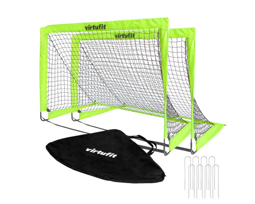 Ворота футбольні складані VIRTUFIT 120 х 90 см, чорно-зелені, 2 шт.