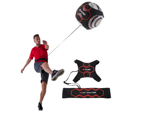Сітка тренувальна для футболу P2I SOCCER REBOUNDER з поясом тренувальним P2I Football Trainer , чорно-червоний