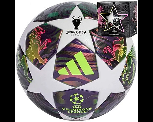 Футбольний м'яч Adidas UCL League BOX 2026 Budapest розмір 4, біло-фіолетовий