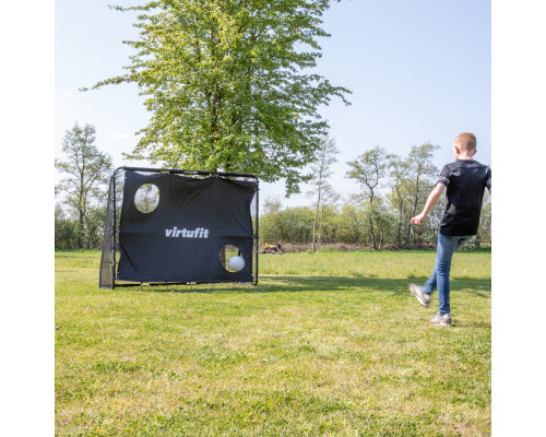 Ворота футбольні VIRTUFIT PRO з мішенню 220 х 170 см, чорні