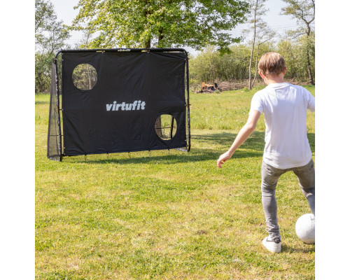 Ворота футбольні VIRTUFIT PRO з мішенню 220 х 170 см, чорні