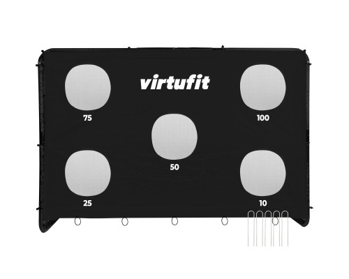 Ворота футбольні VIRTUFIT PRO з мішенню 300 х 200 см, чорні