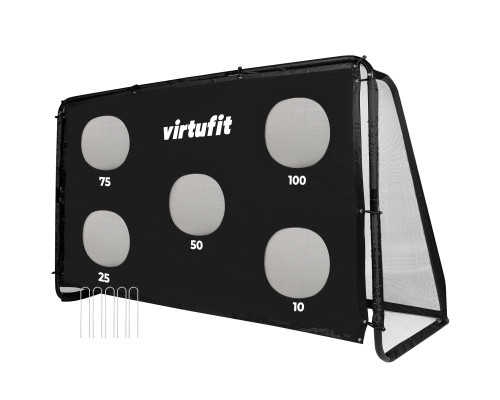 Ворота футбольні VIRTUFIT PRO з мішенню 300 х 200 см, чорні