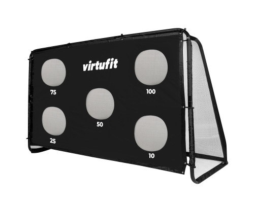 Ворота футбольні VIRTUFIT PRO з мішенню 300 х 200 см, чорні