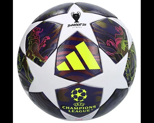 Футбольний м'яч Adidas UCL League Junior 2026 Budapest розмір 4, біло-фіолетовий